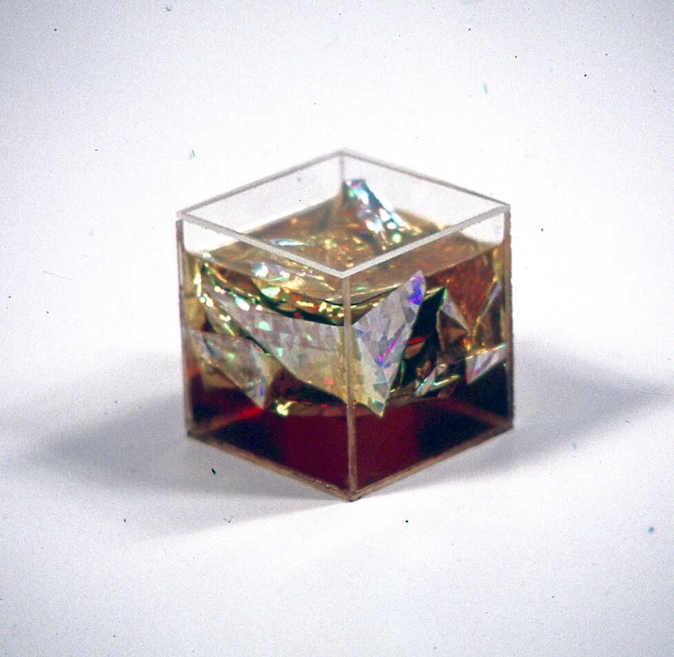 Illumination 4, 1999, acrylic, water, inks and silver paper, 8 x 8cm