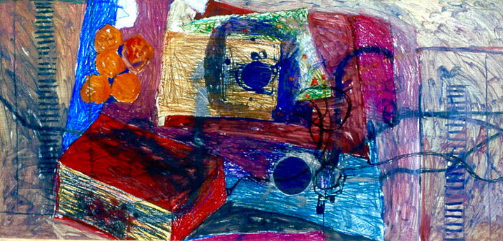 Half-Real, 1996, acrylic paints and oil crayon,  61 x 122cm