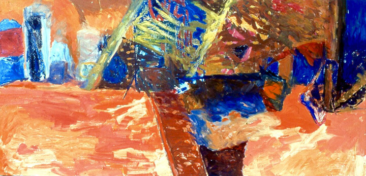 Bring your own imagination, 1996, acrylic paints, inks and oil crayon, 61 x 122cm