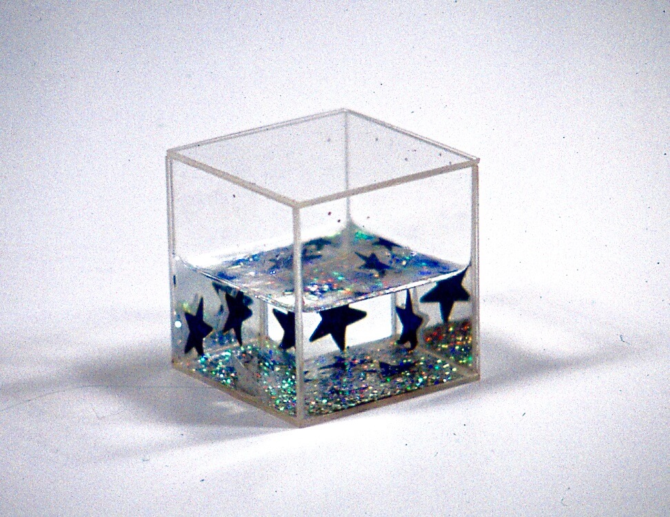 Illumination 6, 1999 Acrylic, plastic stickers, water and fairy dust 8 x 8cm