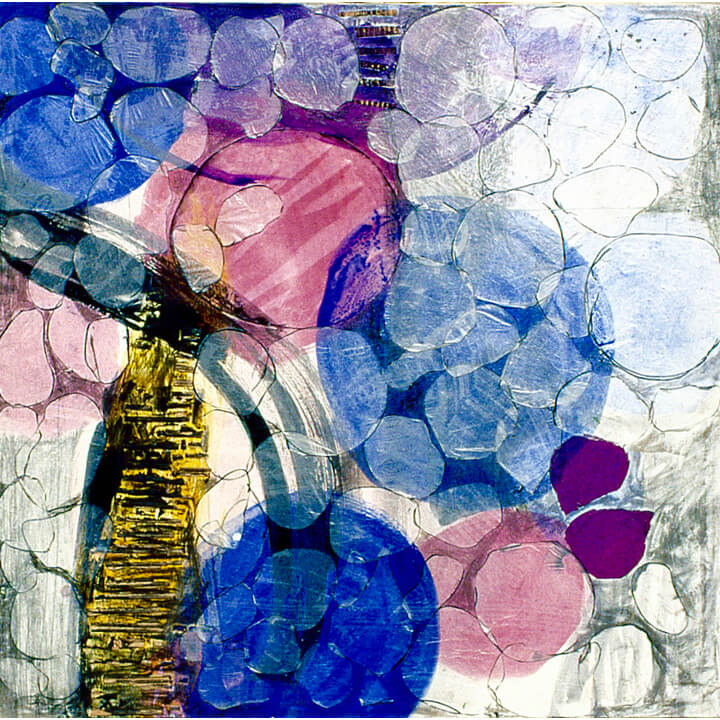 It Happened Suddenly, 1999, acrylic paints, corrugated sheet and tracing paper, 92 x 92cm