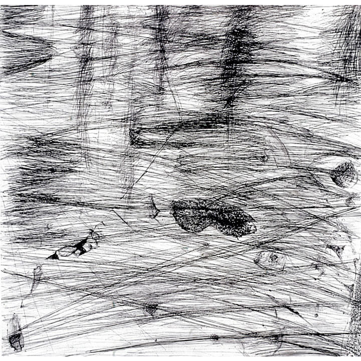 Textured, 1997, black ink and charcoal on paper, 60 x 60cm